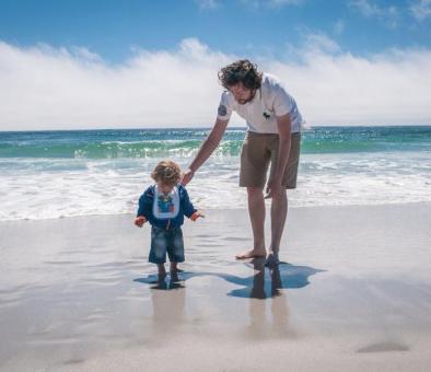 Father and son at the beach