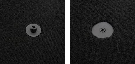 Screw & Button Lock car mat retention system