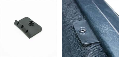 Button Lock car mat retention system